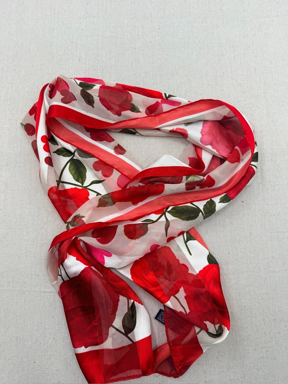 Women's Red Floral Sheer Scarf by